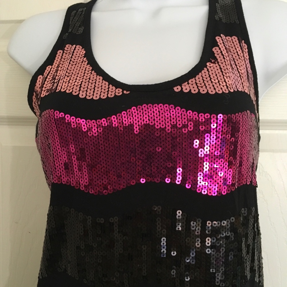 Pink Rose Sequined Racerback Tank Top - Picture 2 of 6